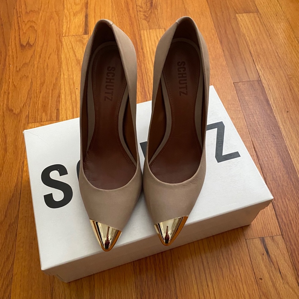 Schutz suede nude heel - size 8.5